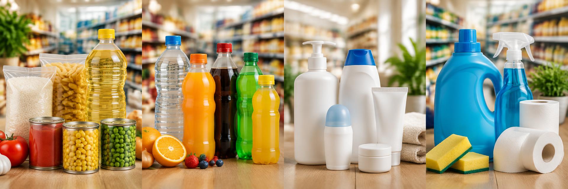 FMCG products on retail shelves