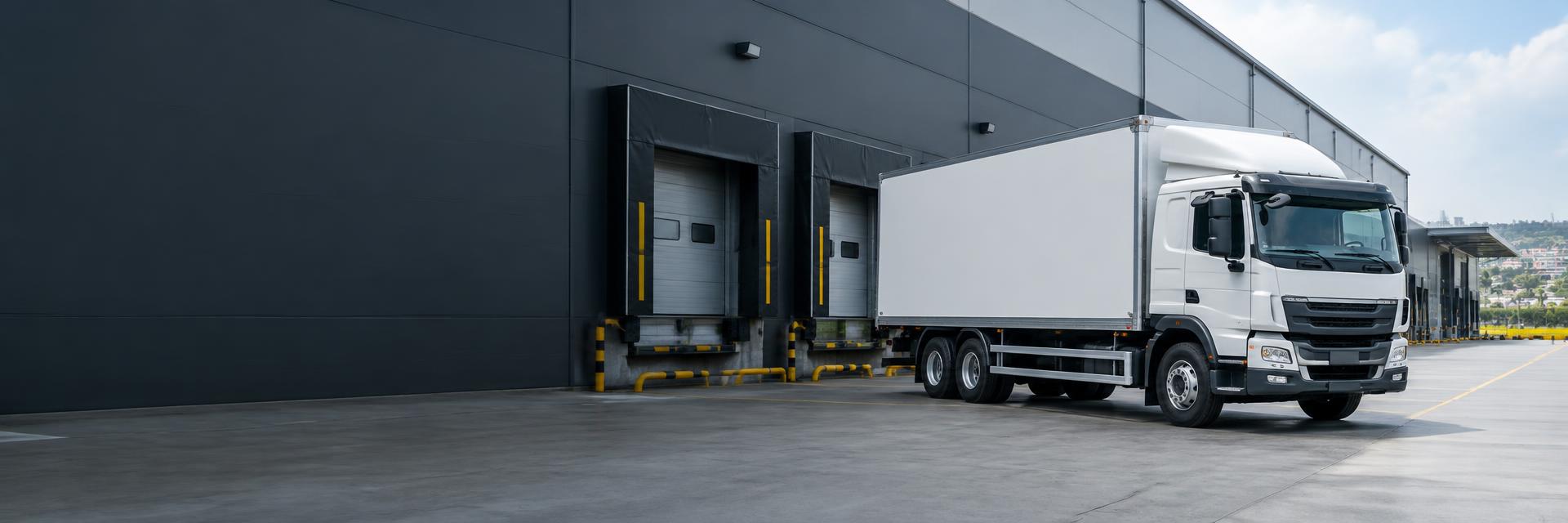 Truck outside a distribution warehouse